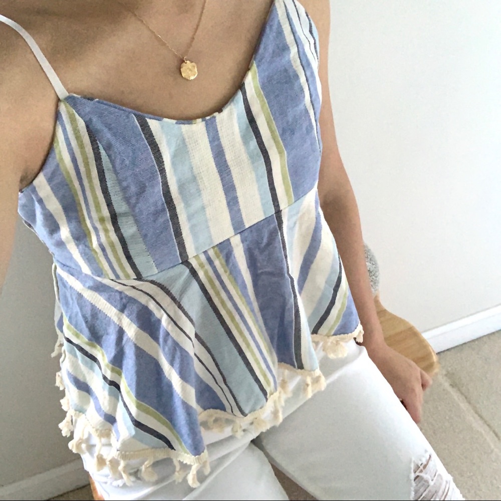 Blue striped babydoll top